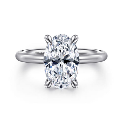 14K White Gold Diamond Engagement Ring Mounting – Classic Collection (11.5 x 7.5MM Head, 5.03 CT CZ)