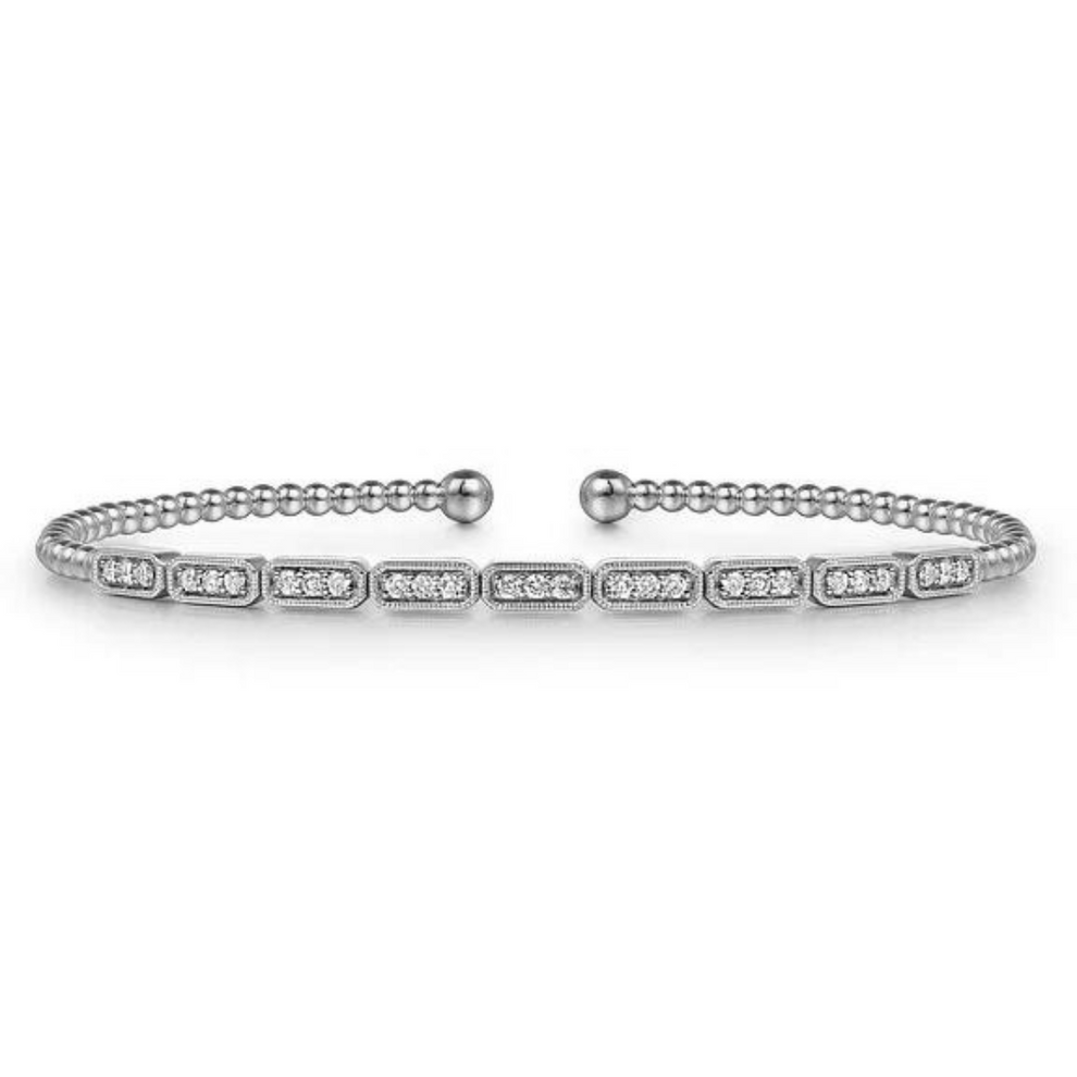 14K White Gold Diamond Bangle