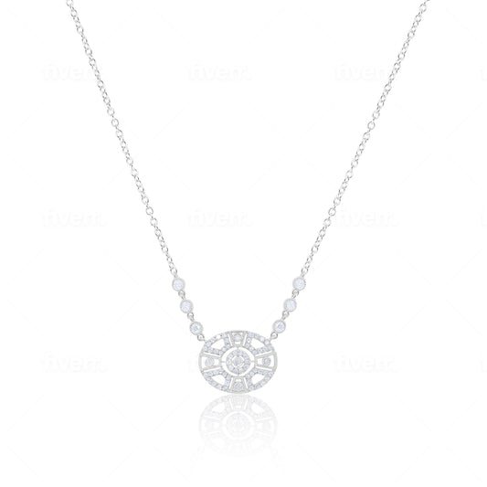 Meira T Designs | Oval 14K White Gold Diamond Necklace