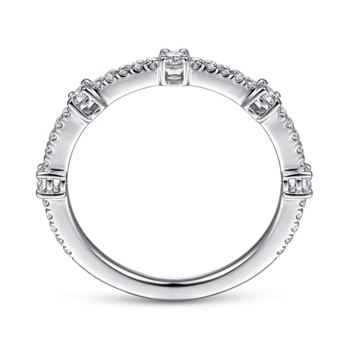 14K White Gold Diamond Station Stackable Ring (.31 CTW)