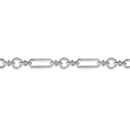 14K Yellow Gold and Sterling Silver Bujukan Clover White Sapphire Link Chain Bracelet (1.08 CTW)