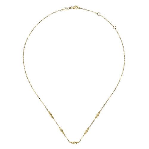 14K Yellow Gold Graduated Bujukan Beads Station Necklace