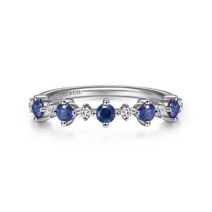 14K White Gold Alternating Diamond and Sapphire Ring (.09 CTW Diamonds / .42 CTW Sapphires)