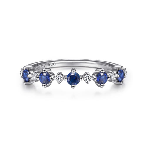 14K White Gold Alternating Diamond and Sapphire Ring (.09 CTW Diamonds / .42 CTW Sapphires)