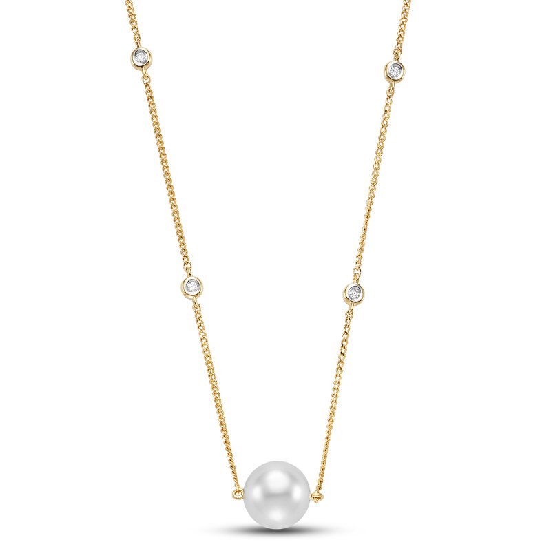Diamond Bezel Chain & Pearl Necklace
