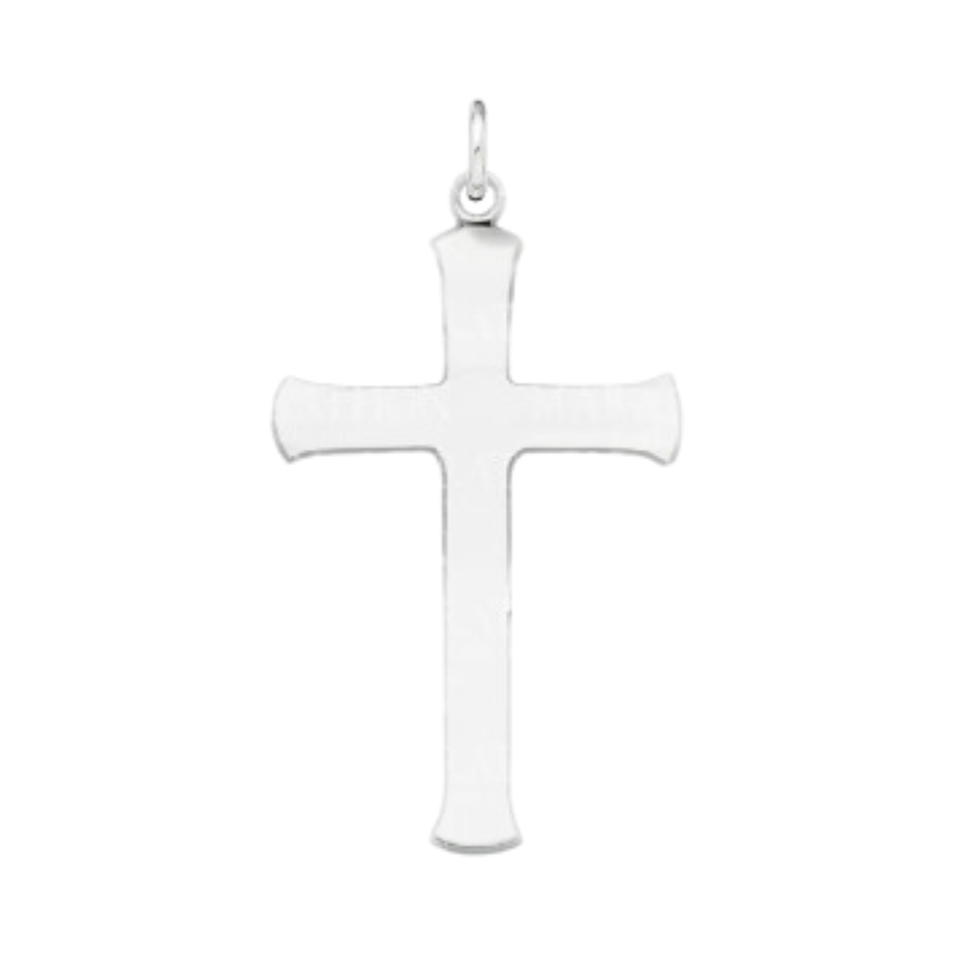 Sterling Silver Polished Cross with Curved Edges