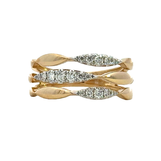 14K Two-Tone Diamond Floral Ring