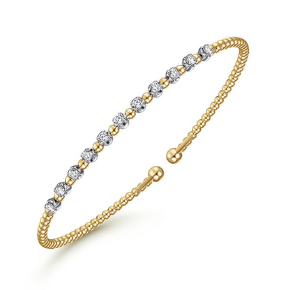 14K White-Yellow Gold Bujukan Diamond Split Bangle