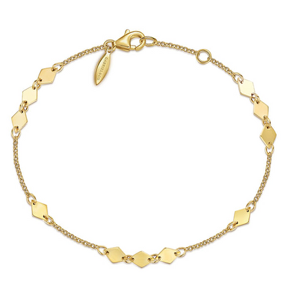 14K Yellow Gold Rhombus Stations Bracelet