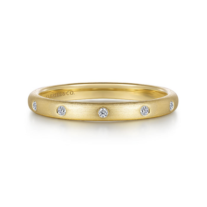 14K Yellow Gold Diamond Stackable Ladies Ring