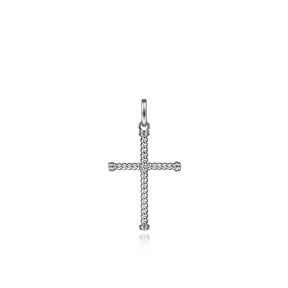 925 Sterling Silver Twisted Rope Cross Pendant