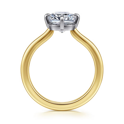 14K White and Yellow Gold Diamond Engagement Ring Setting – Contemporary Collection