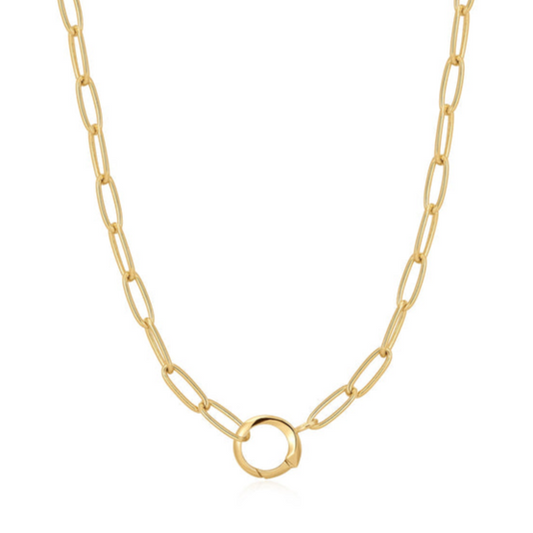 Gold Link Charm Chain Connector Necklace