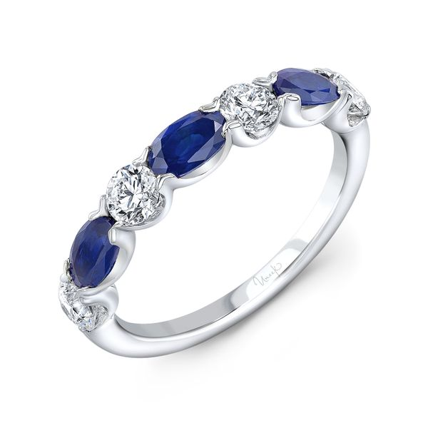 Precious Collection 1-Row Oval Shaped Blue Sapphire Fashion Ring