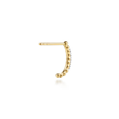 14K Yellow Gold Diamond Bujukan Buttercup J Hoop Earrings (.04 CTW)