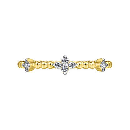 14K Yellow Gold Diamond Station Bujukan Stackable Ring