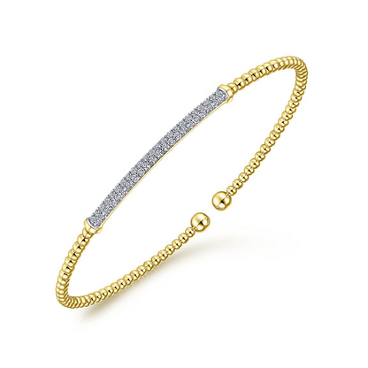 14K Yellow Gold Bujukan Diamond Bar Split Bangle