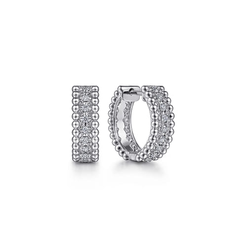 Gabriel & Co | 925 Sterling Silver Bujukan Huggies White Sapphire