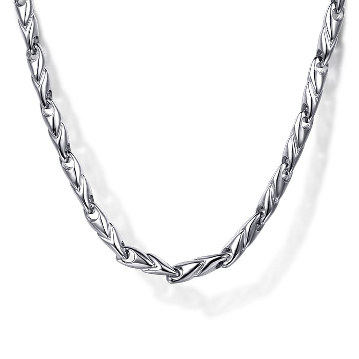 22" 925 Sterling Silver Hollow Men's Link Chain Necklace