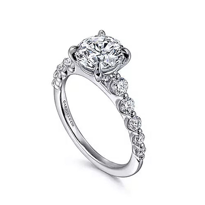 14K White Gold Round Diamond Engagement Ring