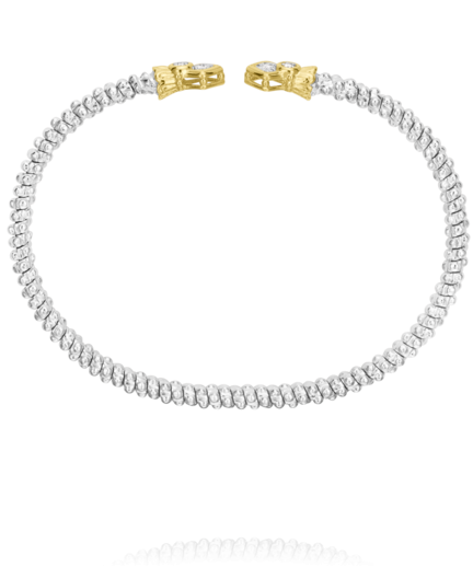 14K Yellow Gold and Sterling Silver Diamond Bangle Bracelet