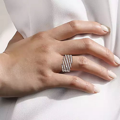 Gabriel & Co | 14K White Gold Diamond Spikes Bypass Ladies Ring