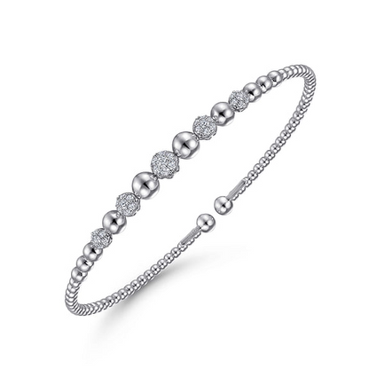 14K White Gold Bujukan Diamond Cuff Bracelet