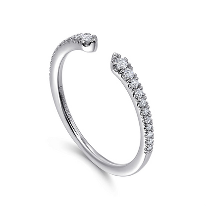 14K White Gold Open Diamond Stackable Ladies Ring