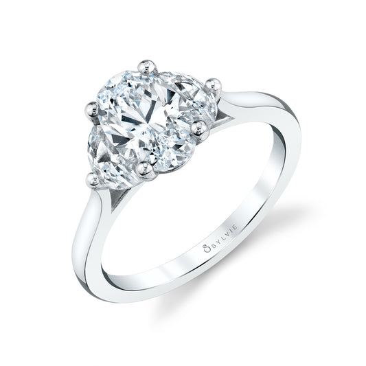 14K White Gold Three Stone Diamond Engagement Ring - 0.50 Carats