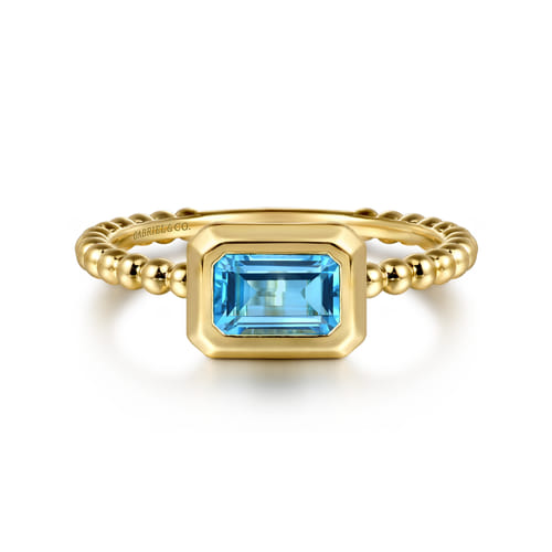 14K Yellow Gold Blue Topaz Bujukan Promise Ring