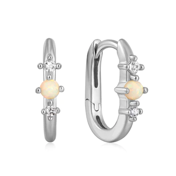 Ania Haie | Silver Kyoto Opal Oval Huggie Hoop Earrings
