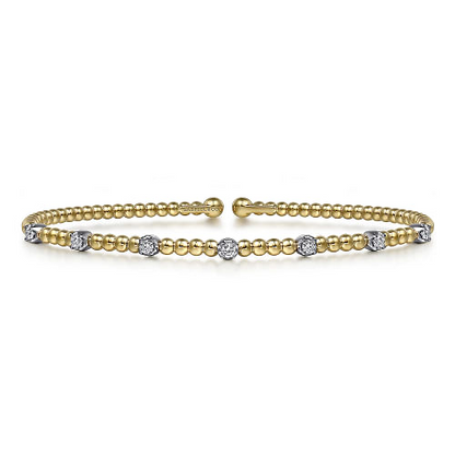 14K White-Yellow Gold Bujukan Diamond Stations Bangle