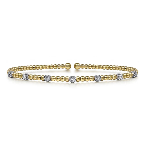 14K White-Yellow Gold Bujukan Diamond Stations Bangle