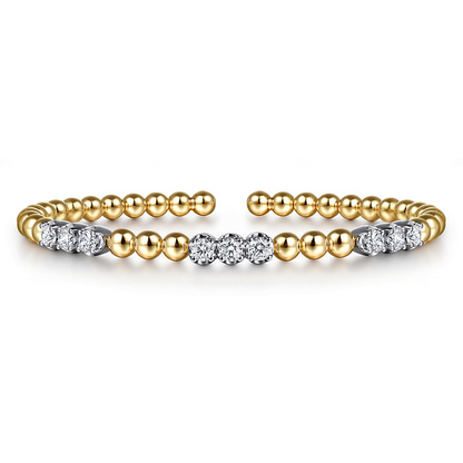 14K White Yellow Gold Bujukan Diamond Split Bangle Bracelet