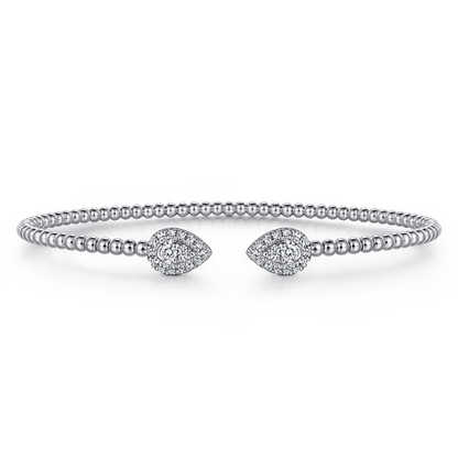 14K White Gold Diamond Pear Shape Bujukan Bangle