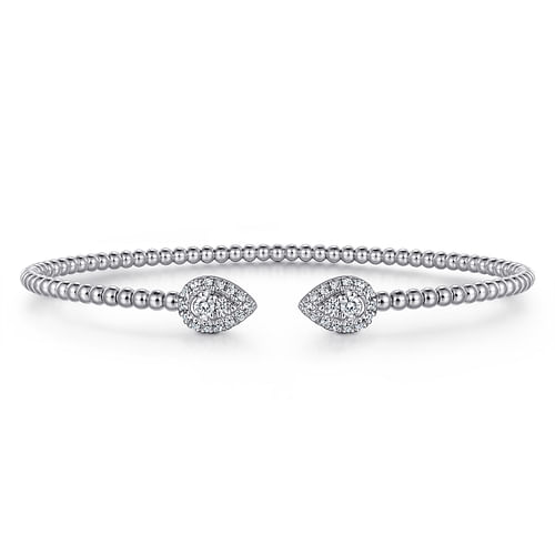 14K White Gold Diamond Pear Shape Bujukan Bangle