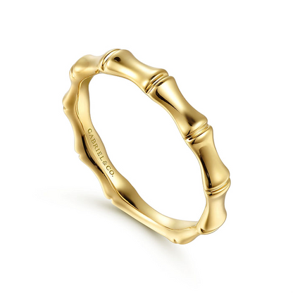 14K Yellow Gold Bamboo Shape Stackable Ring