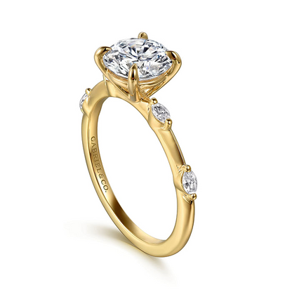 Marline - 14K Yellow Gold Round Diamond Engagement Ring