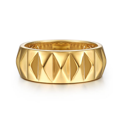 14K Yellow Gold Pyramid Bold Stackable Cigar Band – Kaslique Collection