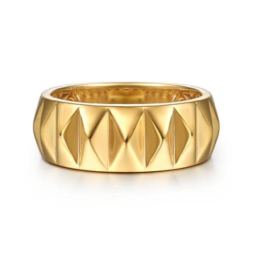 14K Yellow Gold Pyramid Bold Stackable Cigar Band – Kaslique Collection
