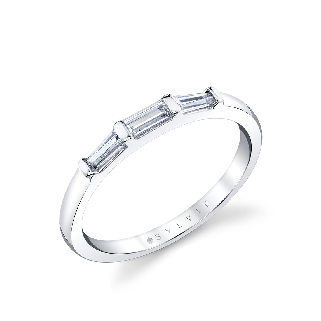 14K White Gold Baguette Diamond Wedding Band - 0.37 Carats