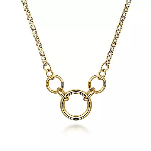 14K Yellow Gold Hollow Tube Link Necklace