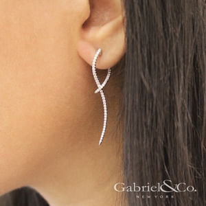 Gabriel & Co | 14K White Gold Sculptural Diamond Drop Earrings
