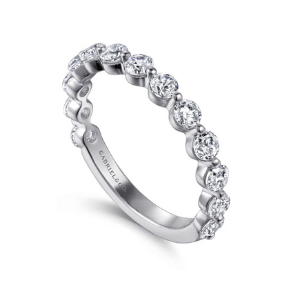 14K White Gold Single Prong Diamond Anniversary Band