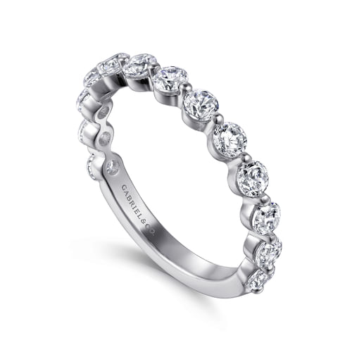 14K White Gold Single Prong Diamond Anniversary Band