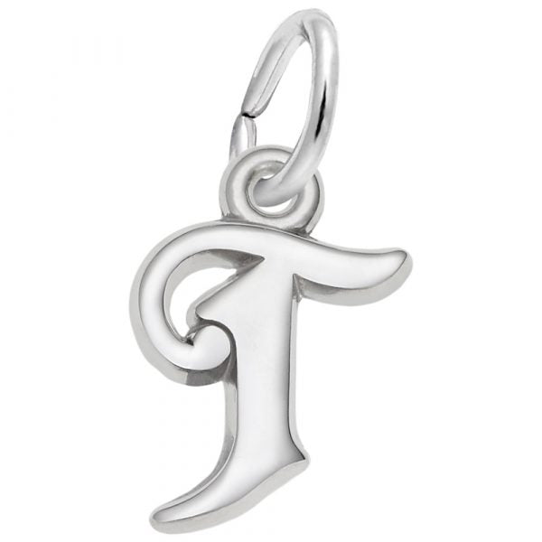 Rembrandt Charms | Curly Initial T Accent Charm