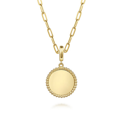 14K Yellow Gold Bujukan Round Personalized Medallion Pendant