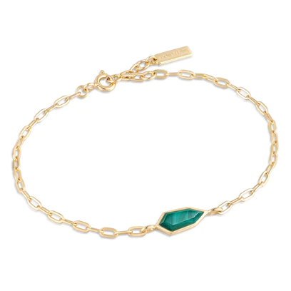 Ania Haie | Gold Malachite Emblem Chain Bracelet