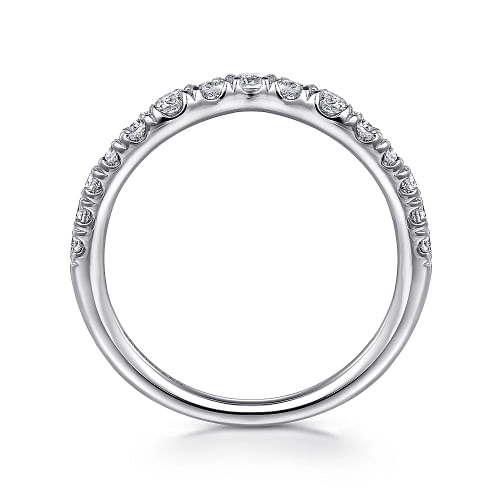 Chambery - Curved 14K White Gold French Pave Diamond Wedding Band - 0.5ct