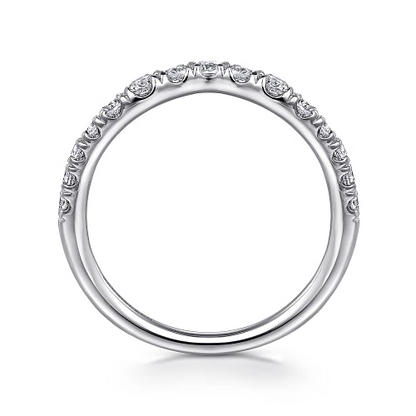 Chambery - Curved 14K White Gold French Pave Diamond Wedding Band - 0.5ct